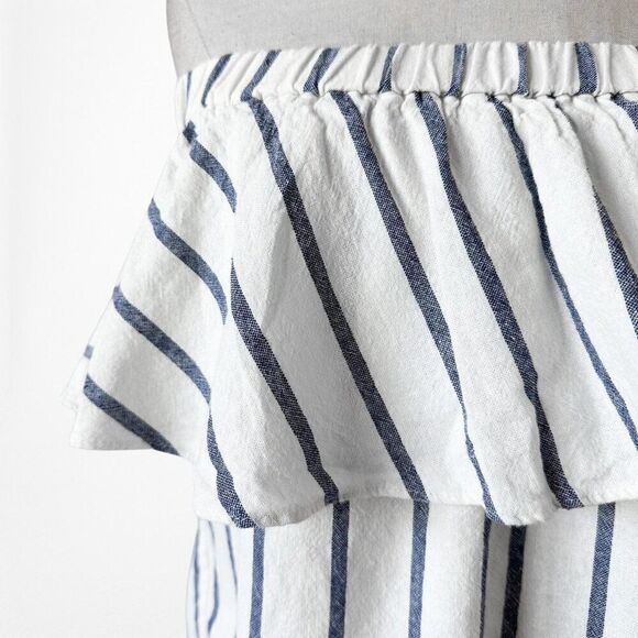 Topshop White Off Shoulder Ruffle Striped Top Size XS - Picture 7 of 7